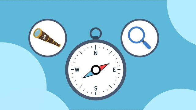 The swaying compass animation indicates the direction.