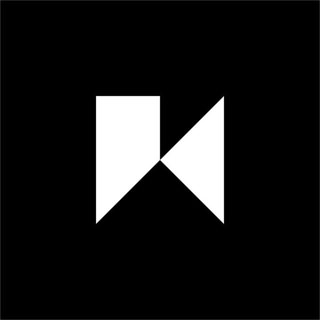 Futuristic abstract letter K logo forming a geometric square camera aperture. Unique & elegant, perfect for film production, photography studios, media agencies, and tech brands.