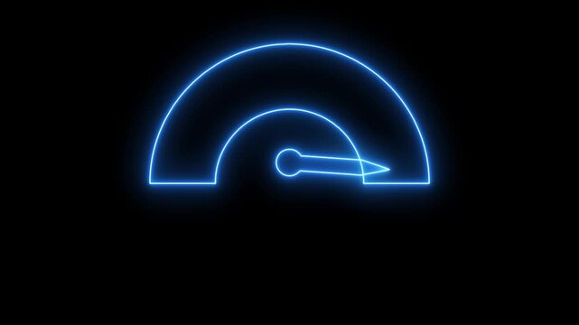 Neon sign Digital speed meter animation. Speed Animation or speed test tachometer, Simple speedometer icon. Risk concept on speedometer.4k animation motion graphics video.