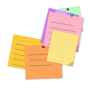 Stack of sticky notes and paper reminders for business organization as a digital office asset as PNG element