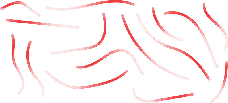 Abstract red curved lines on white background, organic flowing wave shapes with gradient texture, minimalist artistic line art pattern for modern graphic design and decorative wallpaper