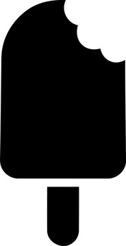 Black popsicle icon with a bite mark isolated on transparent background