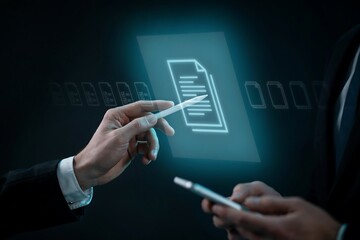 Obraz premium Businessman using a stylus to interact with a rising growth bar chart for year 2025 forecast
