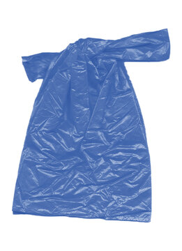 Crumpled blue plastic bag isolated on white background