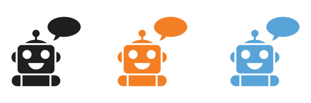 Title 1: AI chatbot icons featuring robot, speech bubble, virtual assistant, customer support, and artificial intelligence symbols for apps and websites.