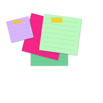 Colorful stack of lined sticky notes with blank space for reminders and messages on black background