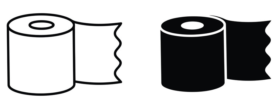 Title 2: Toilet paper icon showcasing a clean minimalist roll vector on a white background for bathroom supplies, hygiene, and sanitation designs.