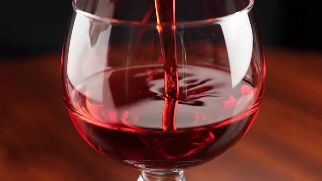 Pouring Red Tinted Liquid Mercury Chrome Wine Into a Shiny Glass