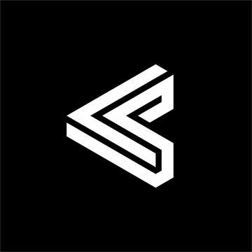 Modern CS or SC monogram logo merging bold triangular C and S lines into a sleek chevron mark. Unique, elegant design suited for fintech, AI ventures, esports, and digital security.