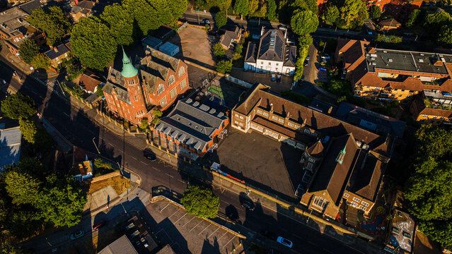 Aerial top view of Pardes House Grammar School building