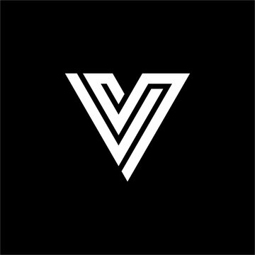Modern SV or VS monogram logo with dynamic sharp-pointed V angles intertwining S paths. Elegant, unique mark suited for aerospace, digital security, consulting, and tech brands.