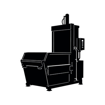 Industrial waste compactor machine silhouette for trash management systems