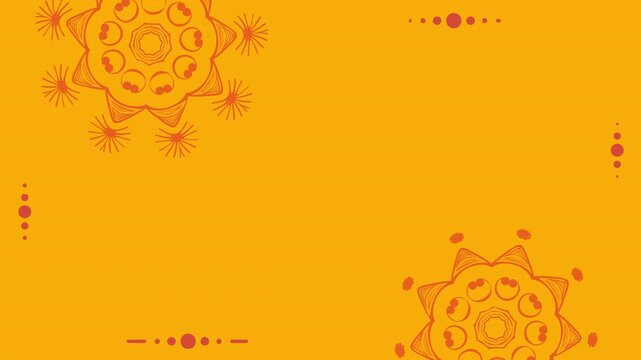 Abstract Orange Background with Ornate Mandala Patterns for Festive Celebration.