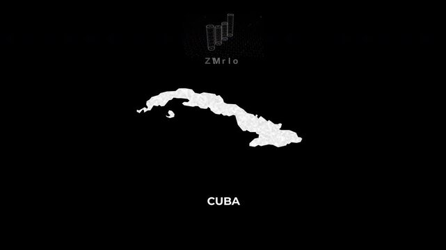 Cuba technology map with animated charts, graphs, statistics, and analytics showcasing economy, infrastructure, innovation, population, trade, energy, and national development