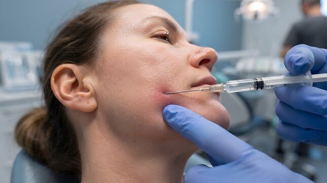 Fine Needle Injection During Dental Botox Treatment for Bruxism and Jaw Muscle Therapy