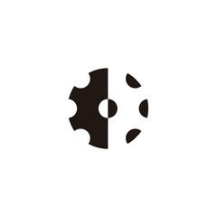 Fototapeta premium Gears, black-white geometric symbol simple logo vector