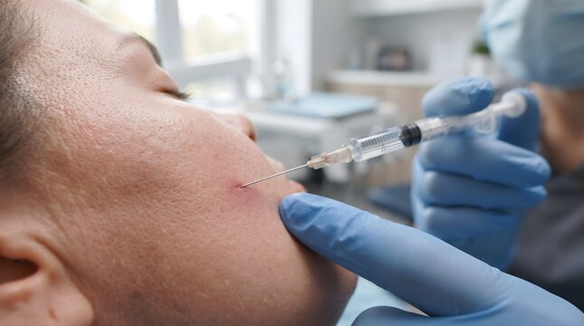 Fine Needle Injection During Dental Botox Treatment for Bruxism and Jaw Muscle Therapy