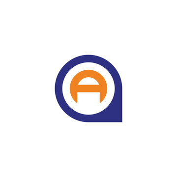 Letter A in a, circle geometric symbol simple logo vector