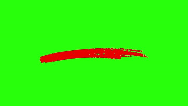 Red Textured Brush Underline with layered multi stroke animation on green screen / thick grunge paint marker build up for bold emphasis highlight and visual overlay background