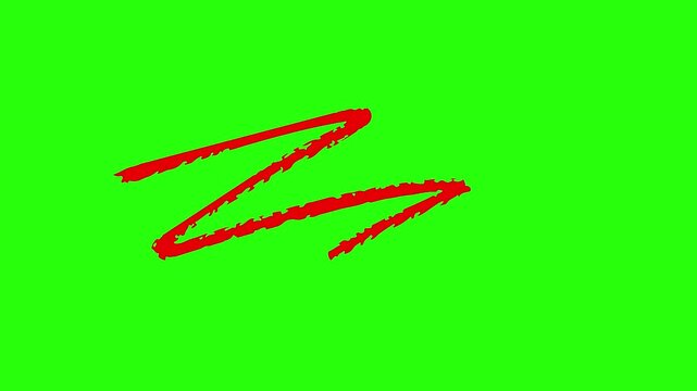 Hand Drawn Red Scribble Highlight Lines animation on green screen chroma key / underline pointer marker stroke for important topic and educational presentation background