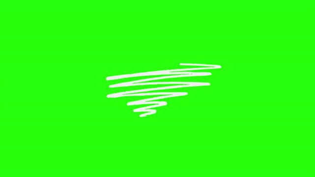 White Spiral Underline Highlight animation with dynamic hand drawn motion on green screen / tornado swirl scribble funnel for clean visual effect and minimal abstract background