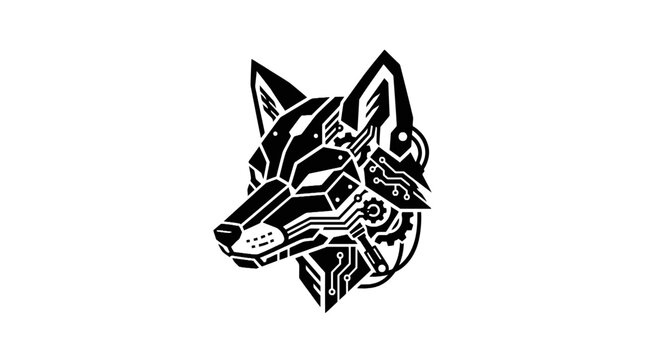 Futuristic cyber fox logo vector design