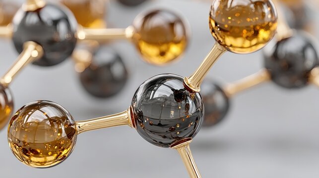 Detailed molecule design illustrating the concept of quantum branding mesh and its network in digital environments