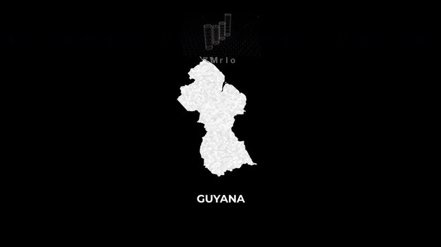 Guyana technology map with animated charts, graphs, statistics, and analytics showcasing economy, infrastructure, innovation, population, trade, energy, and national development