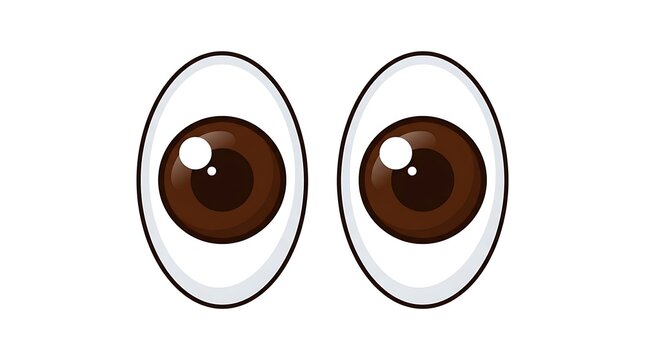 Cartoon oval eyes on white background. Funny brown eyeballs for character design.