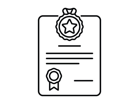 Certificate Diploma Award Outline Vector Icon