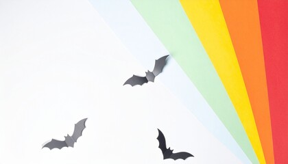 Obraz premium カラフルでシンプルな可愛いコウモリの切り絵の背景イメージ画像 イラスト
