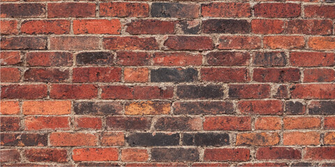 Fototapeta premium Old red brick wall texture background with rustic weathered masonry for vintage architectural design