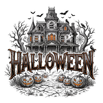 Vintage architectural building illustration with ornate details Halloween, Happy Halloween, Halloween 2026, Spooky Season, Halloween Art, Halloween Design, Halloween Graphics