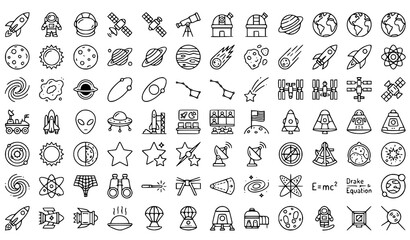 Astronomy and Space Science Line Icons Collection Editable Stroke Vector Illustration © MdShakil