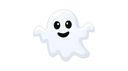 Fototapeta premium Friendly cartoon ghost character, happy Halloween spirit, cute spooky apparition, playful phantom illustration for festive design isolated on Transparent Background