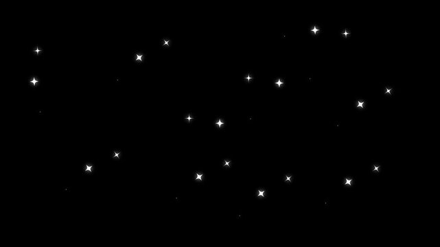 Abstract glowing star clusters in a dark night sky with subtle camera movement