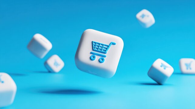 Elegant white quantum commerce flux icon concept representing the ever-changing nature of digital commerce patterns