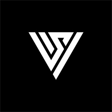 Bold SV or VS monogram logo featuring a solid triangular geometric frame with S cutout. Unique and elegant, ideal for architecture, engineering, robotics, and luxury corporate.