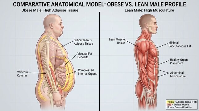 Anatomical comparison of obese and fit male body composition