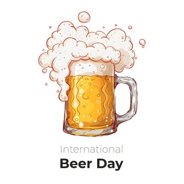 Illustration of a Frothy Beer Mug Celebrating Beer Day.