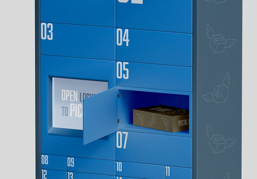 Parcel Locker Mockup with Modern Delivery Box System