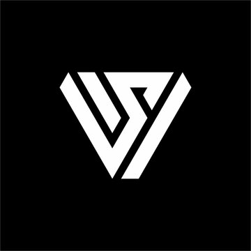 Sleek SV or VS monogram logo forming an inverted triangle with integrated S lines. Unique, elegant mark perfect for cybersecurity, automotive tech, AI ventures, and fintech.