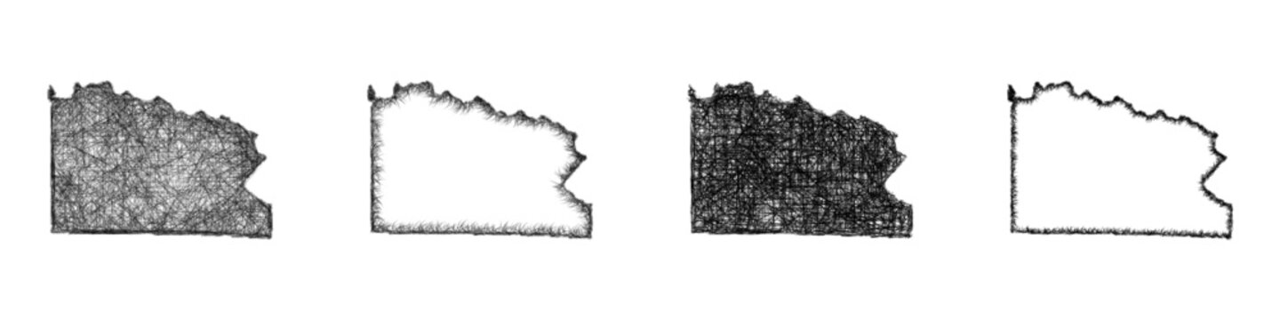 Monochrome sketch Florence, Wisconsin outline map design set