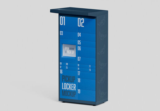 3D Smart Parcel Locker Mockup with Delivery Pickup System