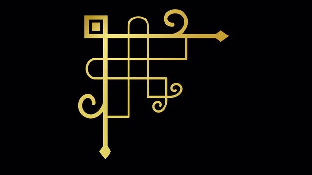 Elegant Golden Art Deco Decorative Corner Frame Animation.
