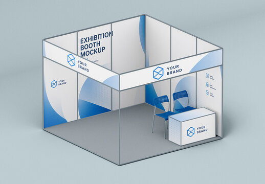 xhibition Booth Mockup with Trade Show Stand and Branding Display