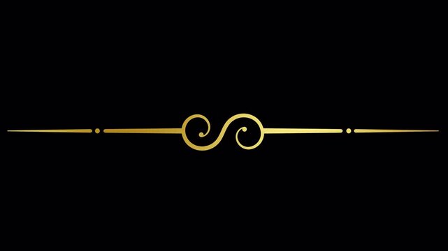 Elegant golden ornamental flourish dividers animation on black background.
