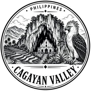 Cagayan Valley Philippines Emblem with Philippine Eagle and Landscape