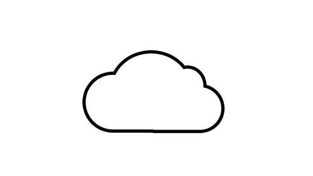 Minimalist line art animation of a cloud icon, simple weather and sky line art icon animation.