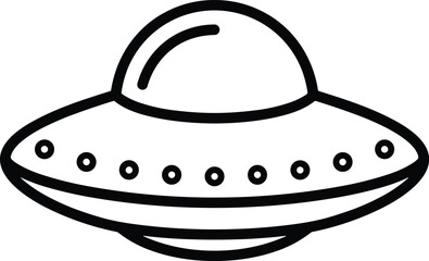 Fototapeta premium Black and white line of a flying saucer ufo isolated on white background, space alien